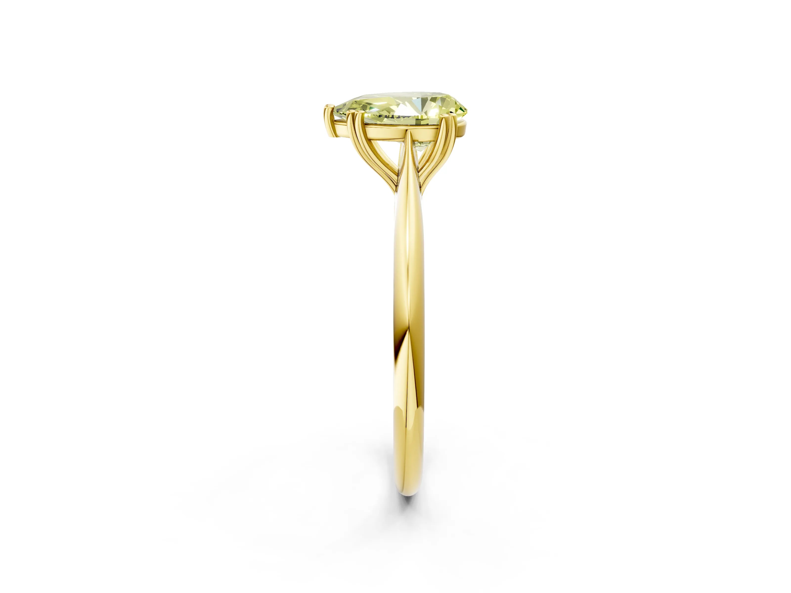 Yellow gold Fancy Yellow Pear Cut Solitaire Diamond Ring with Six-Prong Setting and Classic Band_2