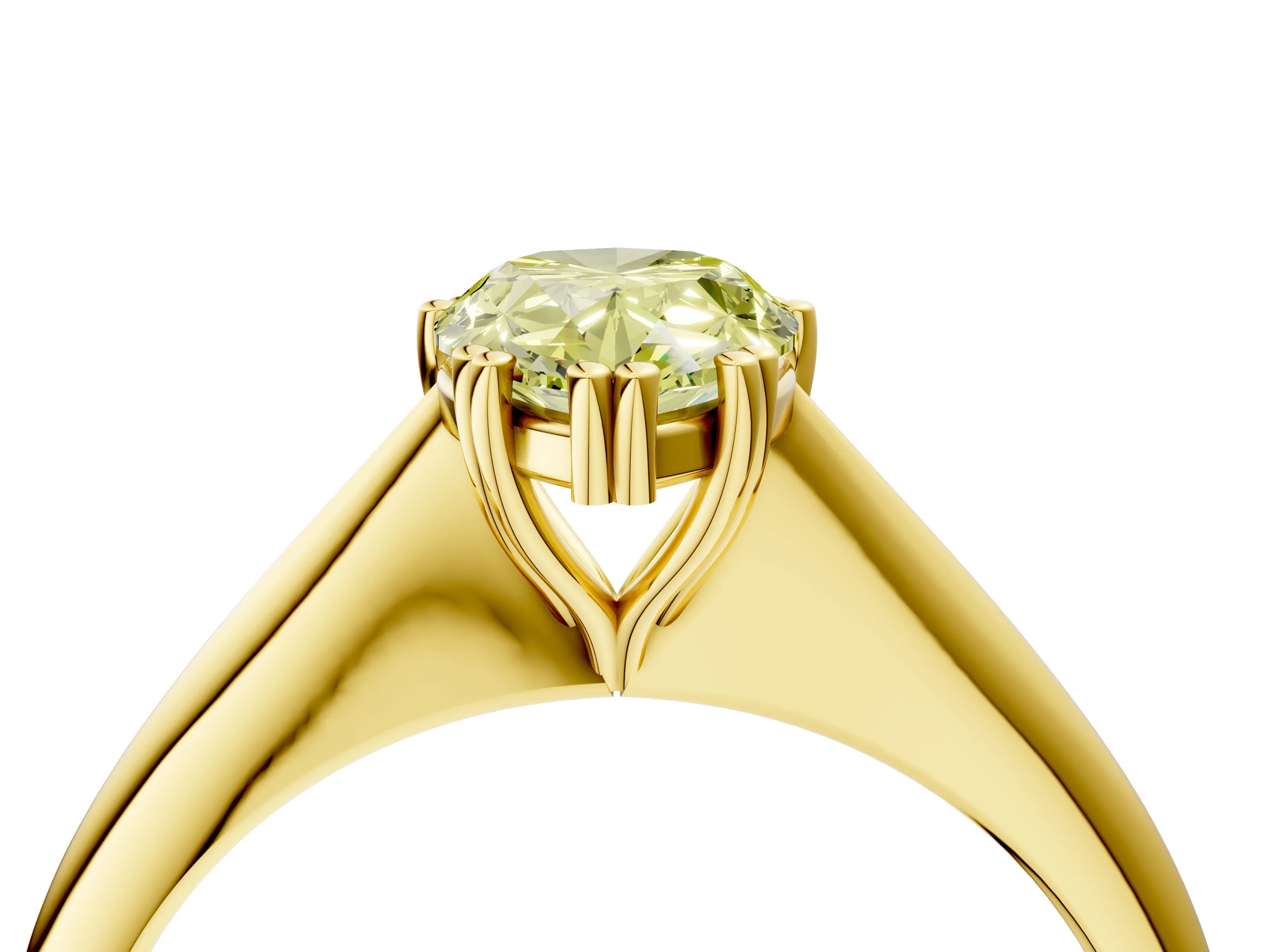 Yellow gold Fancy Yellow Pear Cut Solitaire Diamond Ring with Six-Prong Setting and Classic Band_4