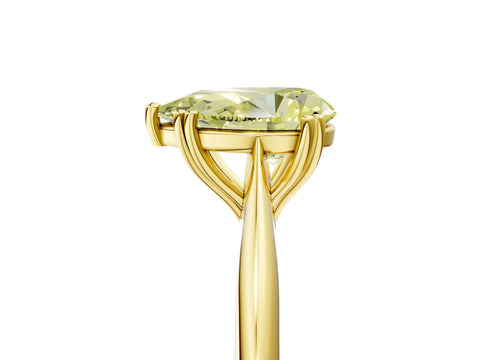 Yellow gold Fancy Yellow Pear Cut Solitaire Diamond Ring with Six-Prong Setting and Classic Band_5