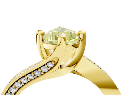 Yellow gold Fancy Yellow Pear Cut Solitaire Diamond Twist Band with Pavé Setting and Four-Prong Setting_4