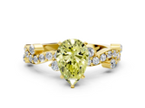 Yellow gold Fancy Yellow Pear  Cut Solitaire Diamond Twisted Band with Pave Setting_28