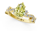 Yellow gold Fancy Yellow Pear  Cut Solitaire Diamond Twisted Band with Pave Setting_29