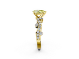 Yellow gold Fancy Yellow Pear  Cut Solitaire Diamond Twisted Band with Pave Setting_30