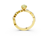 Yellow gold Fancy Yellow Pear  Cut Solitaire Diamond Twisted Band with Pave Setting_31