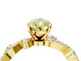 Yellow gold Fancy Yellow Pear  Cut Solitaire Diamond Twisted Band with Pave Setting_32