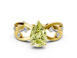 Yellow gold Fancy Yellow Pear  Cut Solitaire Diamond with Side Stones on Criss-Cross Band and Four-Prong Setting_3