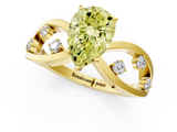 Yellow gold Fancy Yellow Pear  Cut Solitaire Diamond with Side Stones on Criss-Cross Band and Four-Prong Setting_4