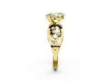 Yellow gold Fancy Yellow Pear  Cut Solitaire Diamond with Side Stones on Criss-Cross Band and Four-Prong Setting_5