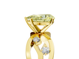 Yellow gold Fancy Yellow Pear  Cut Solitaire Diamond with Side Stones on Criss-Cross Band and Four-Prong Setting_8
