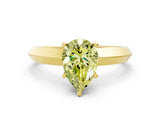 Yellow gold Fancy Yellow Pear  Cut Solitaire Engagement Ring with Flat Band and Four-Prong Setting