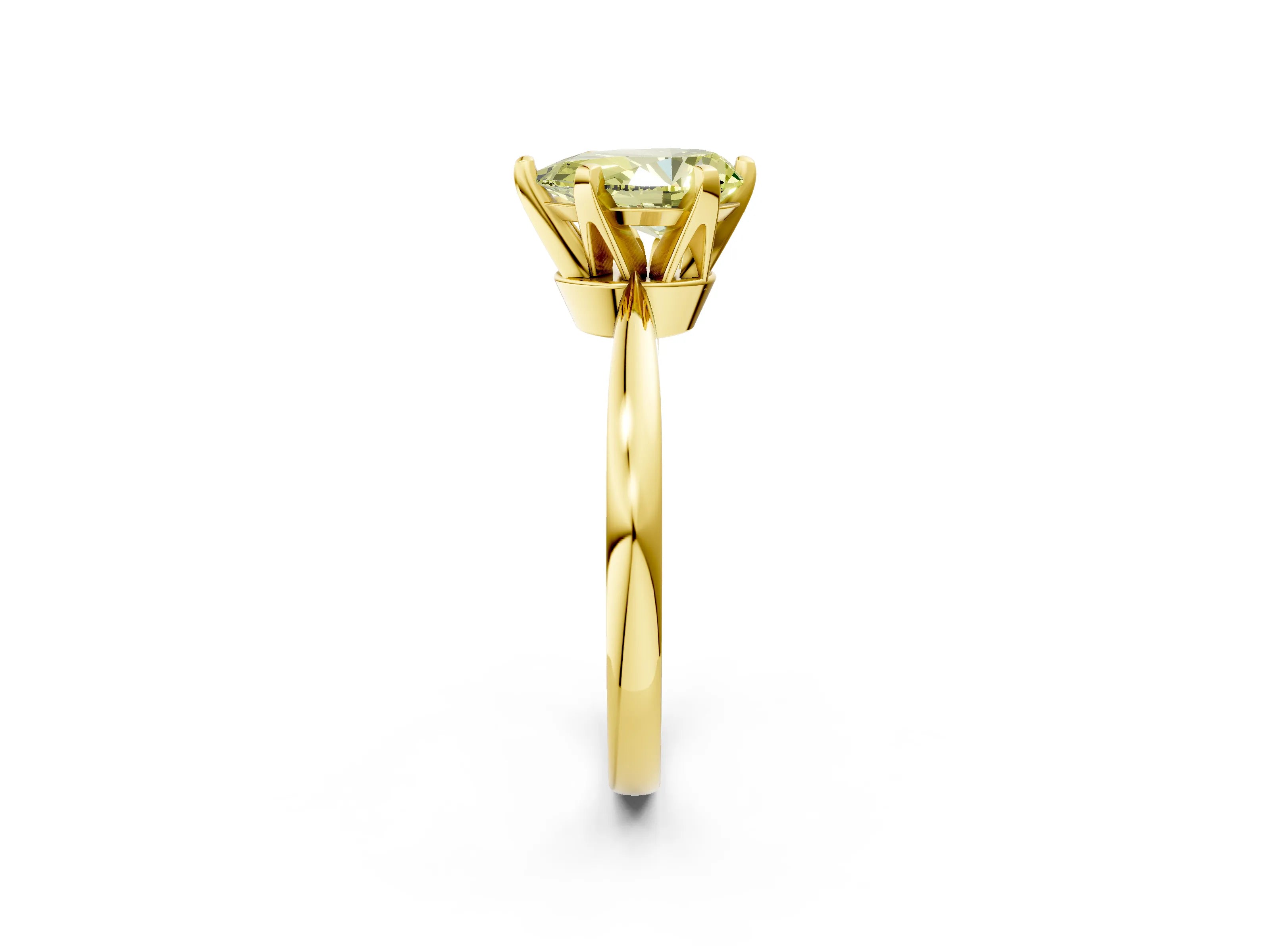 Yellow gold Fancy Yellow Pear Cut Solitaire Engagement Ring with Six-Prong Setting and Tapered Band_2