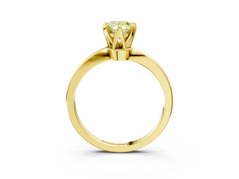 Yellow gold Fancy Yellow Pear Cut Solitaire Engagement Ring with Six-Prong Setting and Tapered Band_3