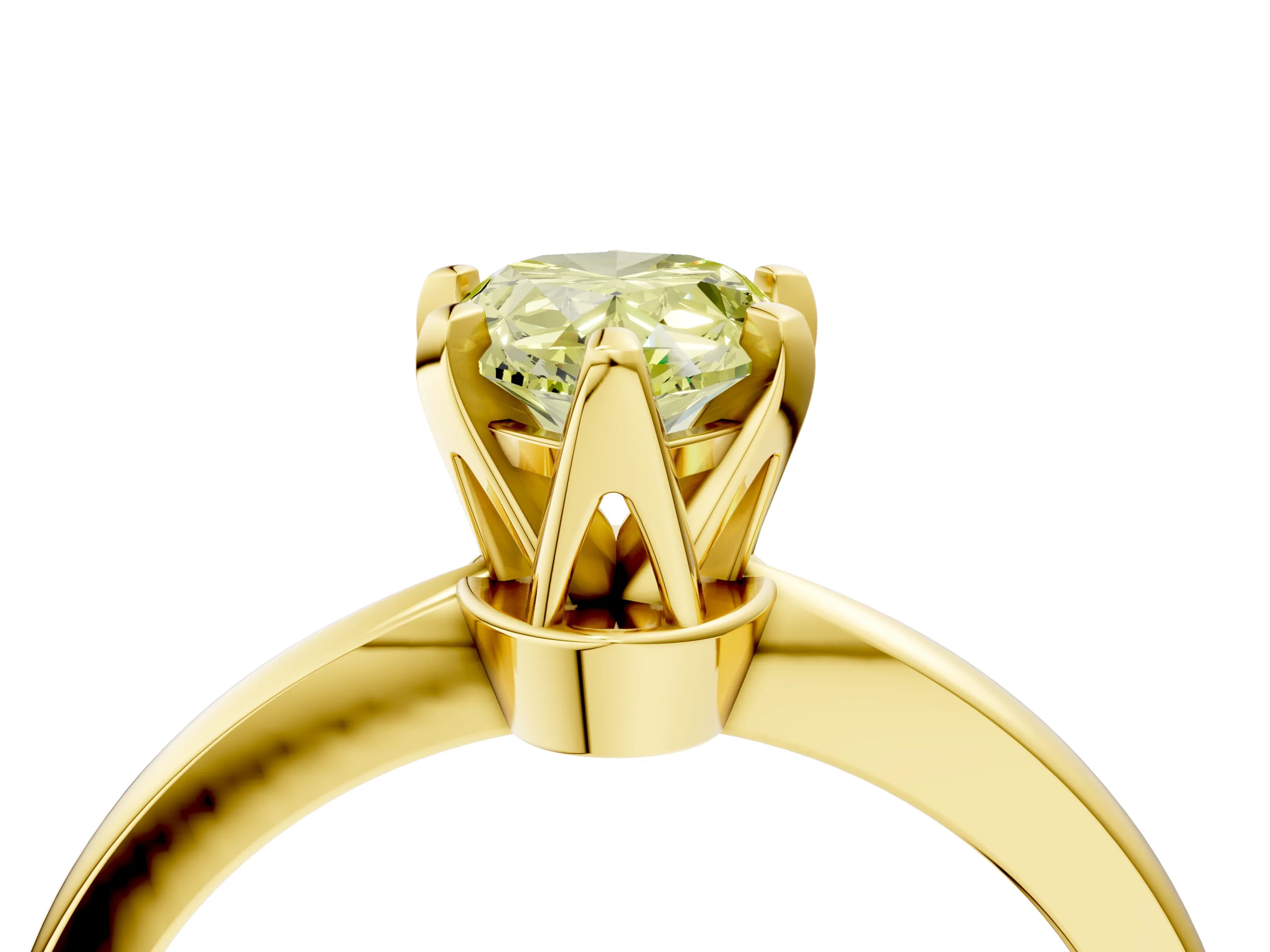 Yellow gold Fancy Yellow Pear Cut Solitaire Engagement Ring with Six-Prong Setting and Tapered Band_4