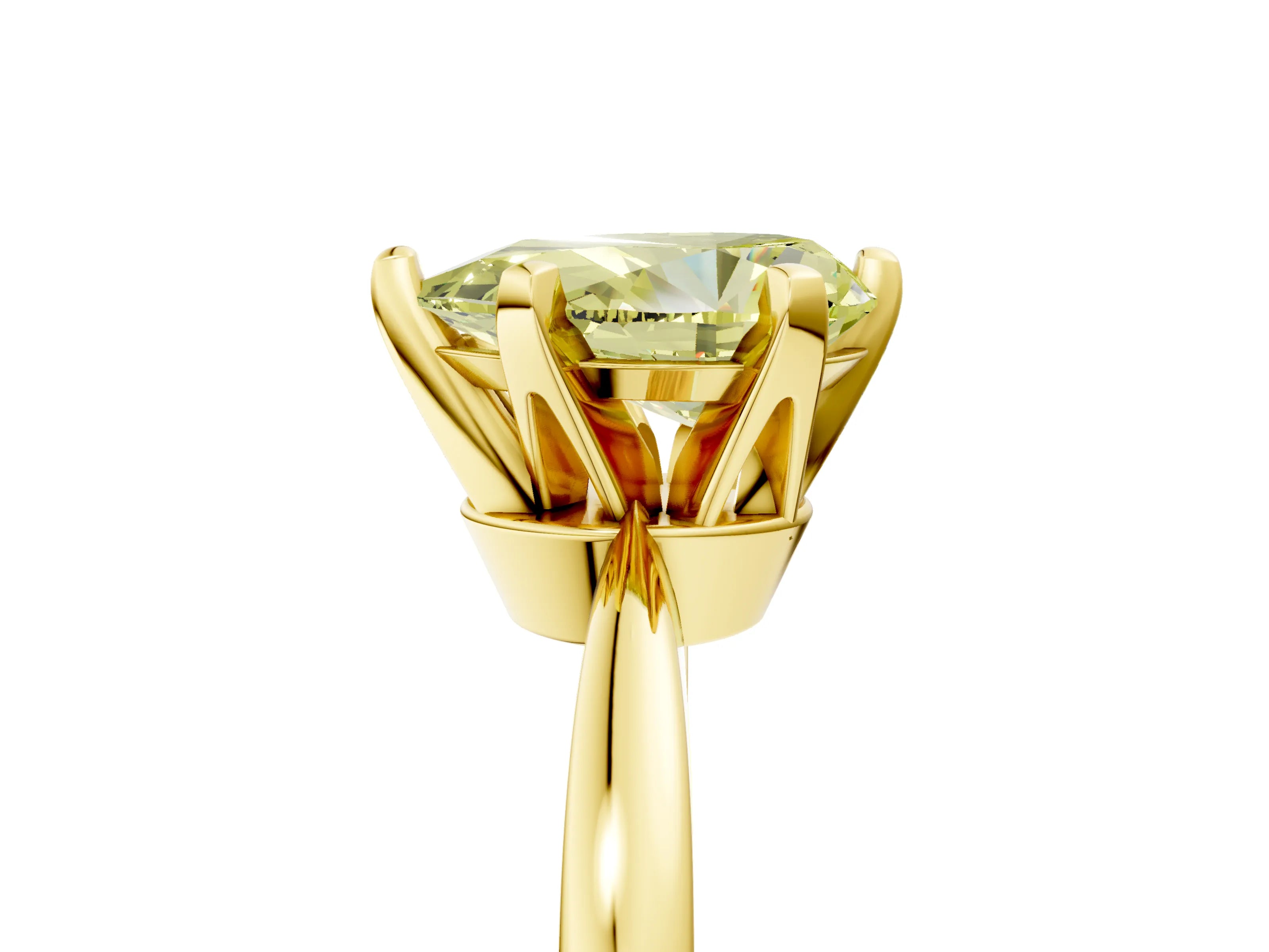 Yellow gold Fancy Yellow Pear Cut Solitaire Engagement Ring with Six-Prong Setting and Tapered Band_5