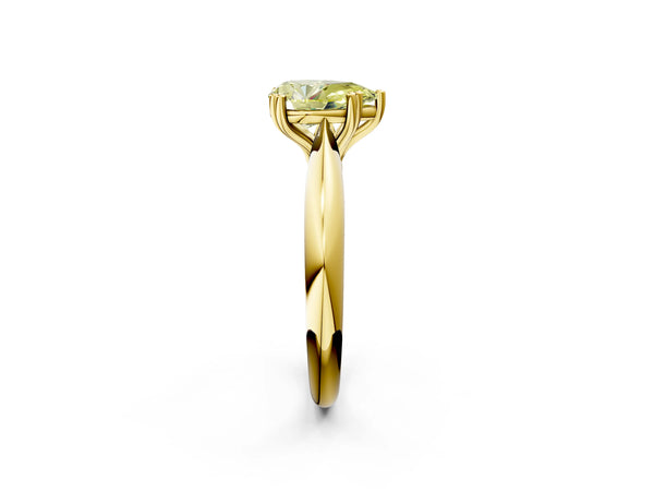 Yellow gold Fancy Yellow Pear  Cut Solitaire Engagement Ring with Tapered Band and Four-Prong Setting