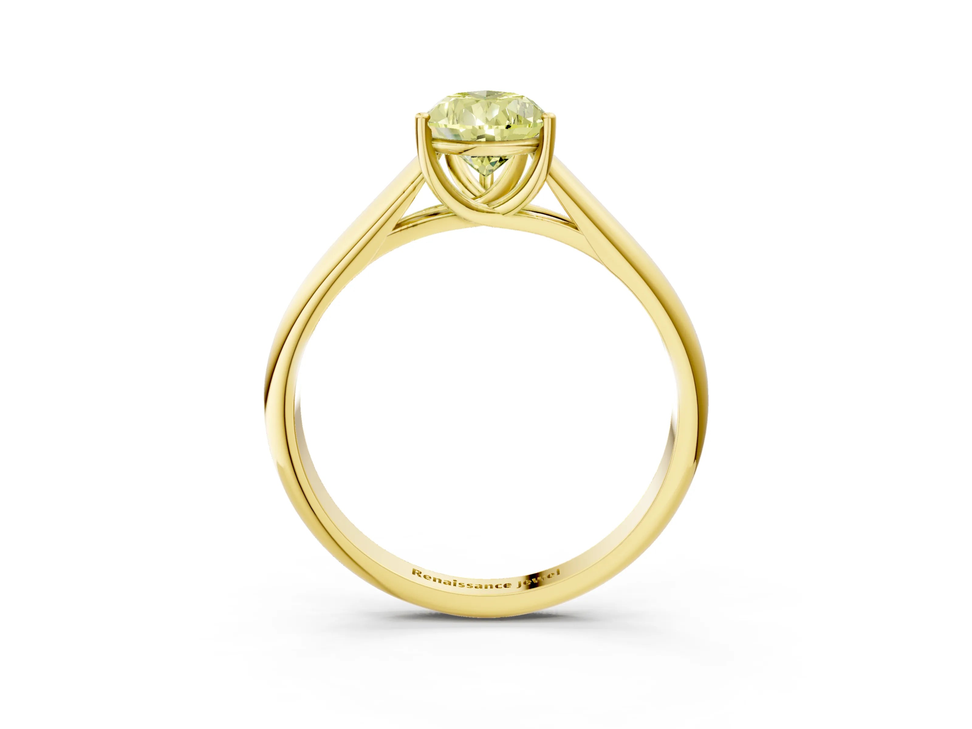Yellow gold Fancy Yellow Pear Cut Solitaire Engagement Ring with Tapered Band and Four-Prong Setting_6