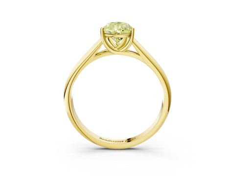 Yellow gold Fancy Yellow Pear Cut Solitaire Engagement Ring with Tapered Band and Four-Prong Setting_6