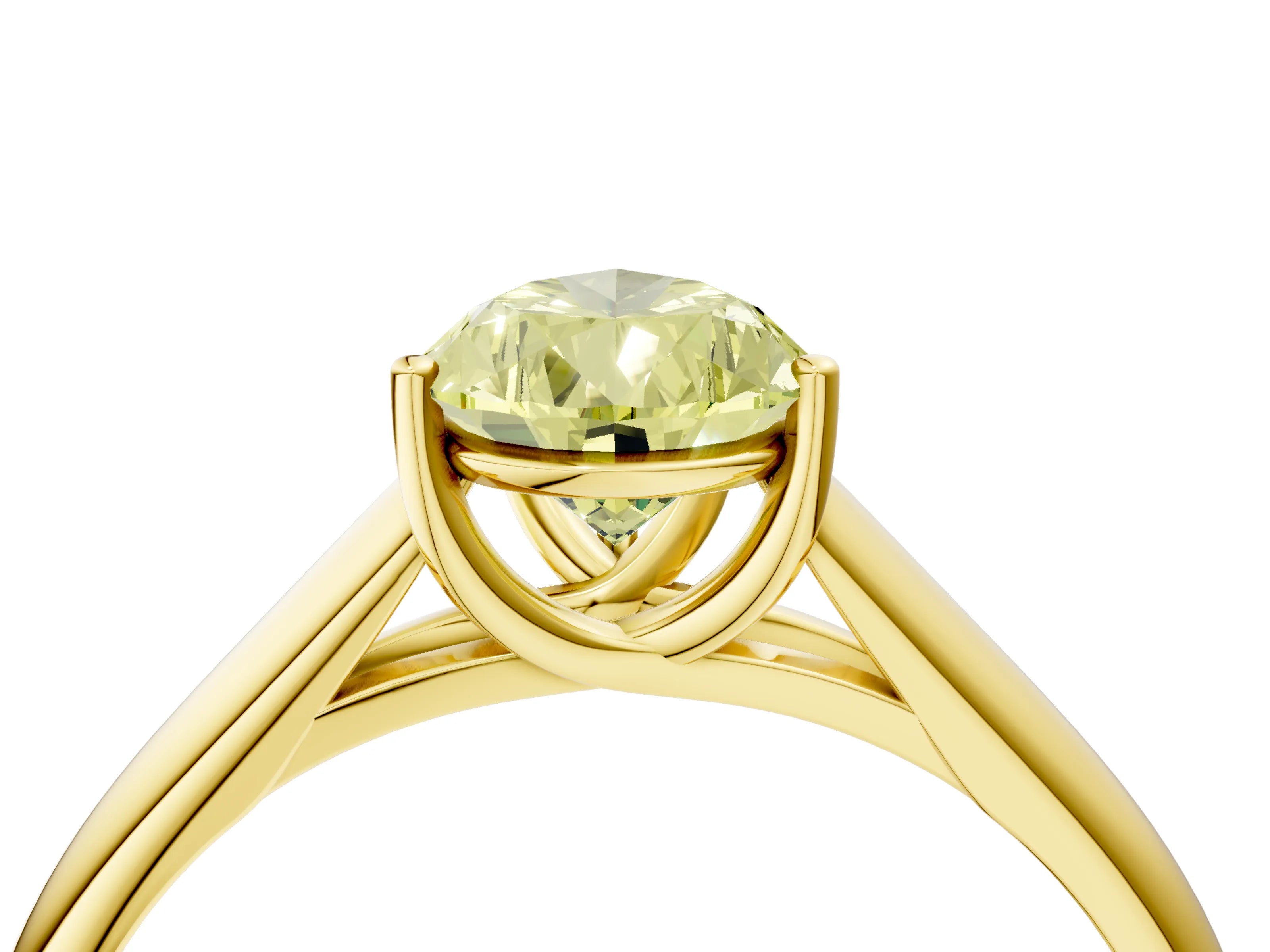 Yellow gold Fancy Yellow Pear Cut Solitaire Engagement Ring with Tapered Band and Four-Prong Setting_7