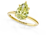 Yellow gold Fancy Yellow Pear  Cut Solitaire Engagement Ring with Thin Band and Four-Prong Setting_4