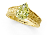 Yellow gold Fancy Yellow Pear  Cut Solitaire Engraved Band with Four-Prong Setting_63