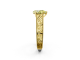 Yellow gold Fancy Yellow Pear  Cut Solitaire Engraved Band with Four-Prong Setting_64