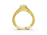 Yellow gold Fancy Yellow Pear  Cut Solitaire Engraved Band with Four-Prong Setting_65
