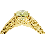 Yellow gold Fancy Yellow Pear  Cut Solitaire Engraved Band with Four-Prong Setting_66