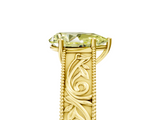 Yellow gold Fancy Yellow Pear  Cut Solitaire Engraved Band with Four-Prong Setting_67