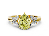 Yellow gold Fancy Yellow Pear  Cut Solitaire Floral Diamond Ring with Four-Prong Setting_37