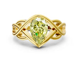 Yellow gold Fancy Yellow Pear Cut Solitaire Intertwined Band Prong Setting Ring