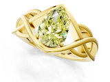 Yellow gold Fancy Yellow Pear Cut Solitaire Intertwined Band Prong Setting Ring_1