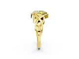 Yellow gold Fancy Yellow Pear Cut Solitaire Intertwined Band Prong Setting Ring_8