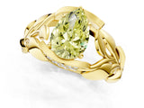 Yellow gold Fancy Yellow Pear Cut Solitaire Leaf-Inspired Engagement Ring with Prong Setting_13