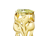 Yellow gold Fancy Yellow Pear Cut Solitaire Leaf-Inspired Engagement Ring with Prong Setting_17