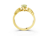 Yellow gold Fancy Yellow Pear Cut Solitaire Milgrain Leaf Band with Prong Setting_3