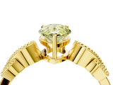 Yellow gold Fancy Yellow Pear Cut Solitaire Milgrain Leaf Band with Prong Setting_4