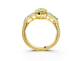 Yellow gold Fancy Yellow Pear Cut Solitaire Princess Side Stone Engraved Band Prong Setting Ring_3