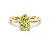 Yellow gold Fancy Yellow Pear  Cut Solitaire Ring with Thin Band and Four-Prong Setting_11