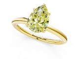 Yellow gold Fancy Yellow Pear  Cut Solitaire Ring with Thin Band and Four-Prong Setting_12