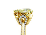 Yellow gold Fancy Yellow Pear Cut Solitaire Split Shank Pave Diamond Engagement Ring with Four-Prong Setting_5