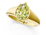 Yellow gold Fancy Yellow Pear Cut Solitaire Tension Set Diamond Ring with Split Shank Band_1