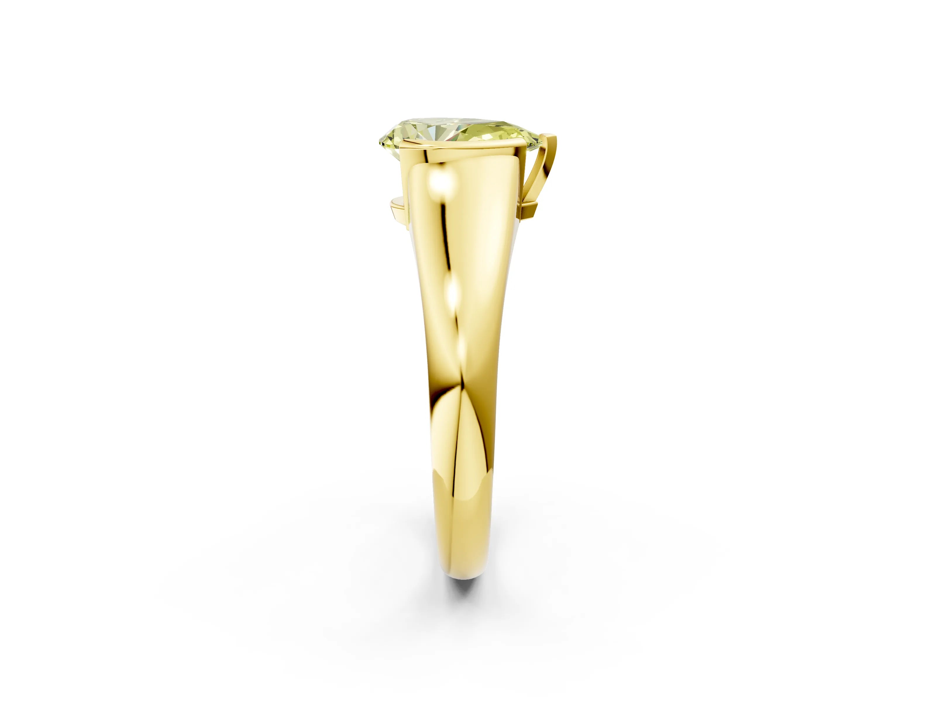 Yellow gold Fancy Yellow Pear Cut Solitaire Tension Set Diamond Ring with Split Shank Band_2