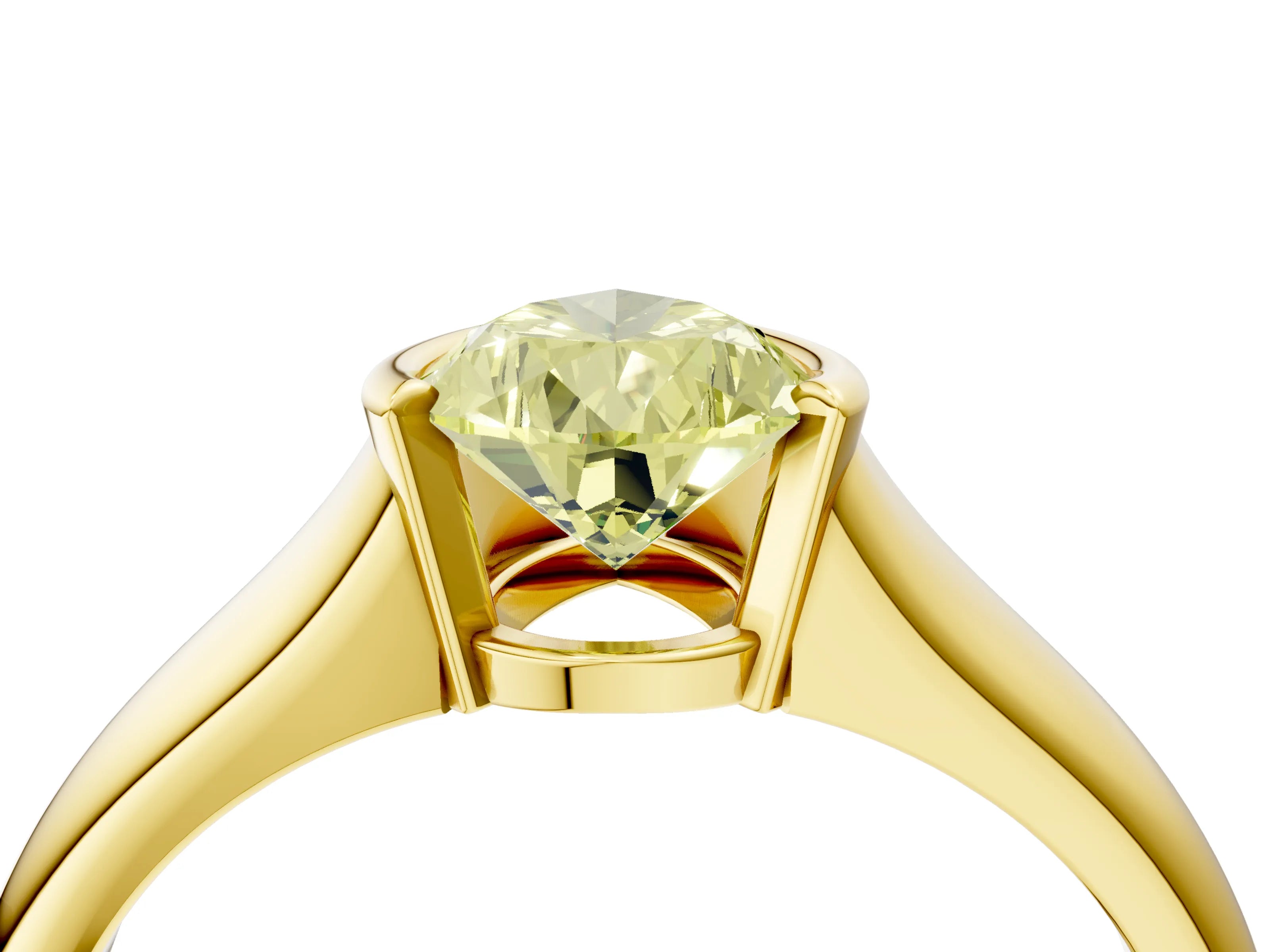 Yellow gold Fancy Yellow Pear Cut Solitaire Tension Set Diamond Ring with Split Shank Band_4