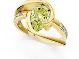 Yellow gold Fancy Yellow Pear Cut Solitaire Tension-Set Diamond Split Shank Ring_1