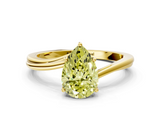 Yellow gold Fancy Yellow Pear  Cut Solitaire Twist Band Ring with Four-Prong Setting_20