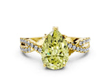 Yellow gold Fancy Yellow Pear Cut Solitaire Twist Pave Diamond Engagement Ring with Prong Setting_36