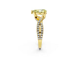 Yellow gold Fancy Yellow Pear Cut Solitaire Twist Pave Diamond Engagement Ring with Prong Setting_38