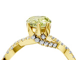Yellow gold Fancy Yellow Pear Cut Solitaire Twist Pave Diamond Engagement Ring with Prong Setting_4