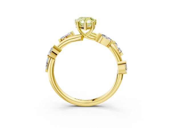 Yellow Gold Pear-Shaped Marquise Accent Twisted Engagement Ring Setting for Fancy Yellow Center