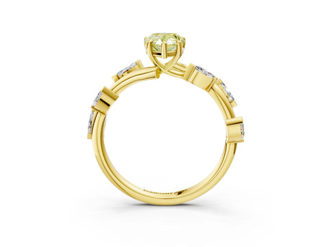 Yellow gold Fancy Yellow Pear Cut Solitaire Twisted Band Marquise Accent Prong Setting Ring_3